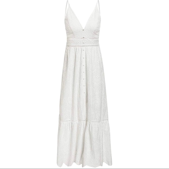 Pearl Button V Neck Spaghetti Strap Maxi Dress - Picture 2 of 5